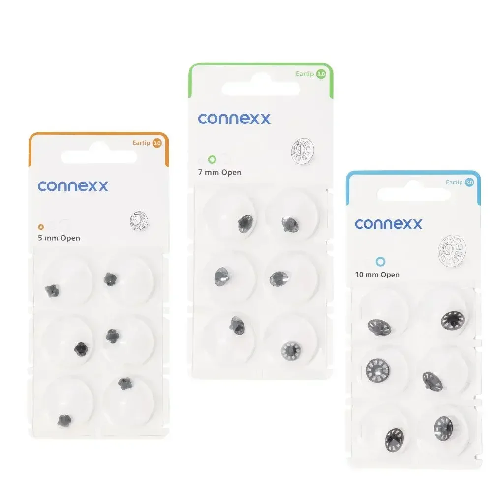 

Connexx Eartip 3.0 Open (5mm 7mm 10mm ) for Signia Pure Charge & Go AX RIC Rexton Hearing aids （6 domes）