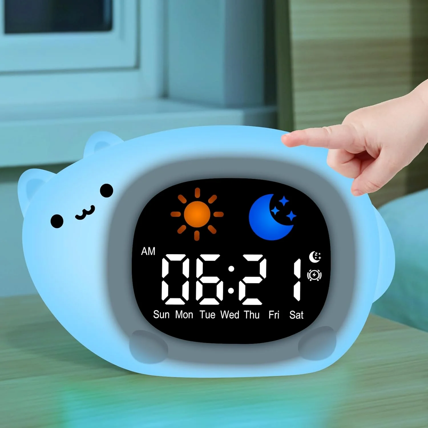 

Children LED Digital Alarm Clock Night Light Sound Machine Rechargeable Portable Cute Alarm Clock for Kids with Sleep Trainer