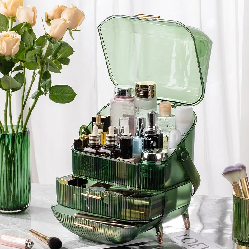 

Transparent Cosmetic Storage Box Bathroom Big Capacity Waterproof Dustproof Jewelry Makeup Organizer Makeup Brushes Holder