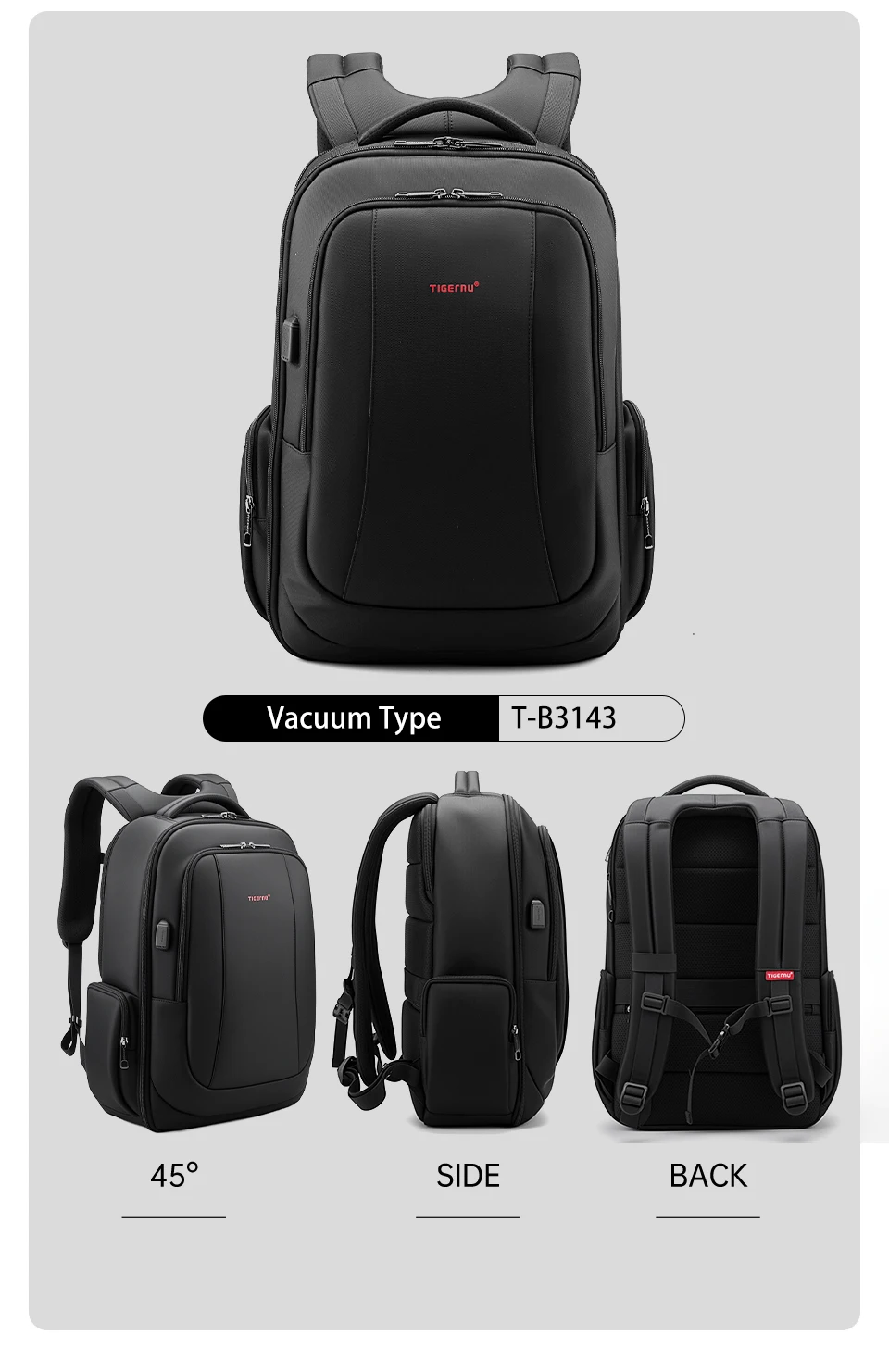 Tigernu Wasserdichte Nylon Rucksack Weibliche männer Rucksack Für 15,6 Laptop Notebook Tasche Mochilas Schule Rucksäcke Tasche Männlichen Rucksack – Detail 18