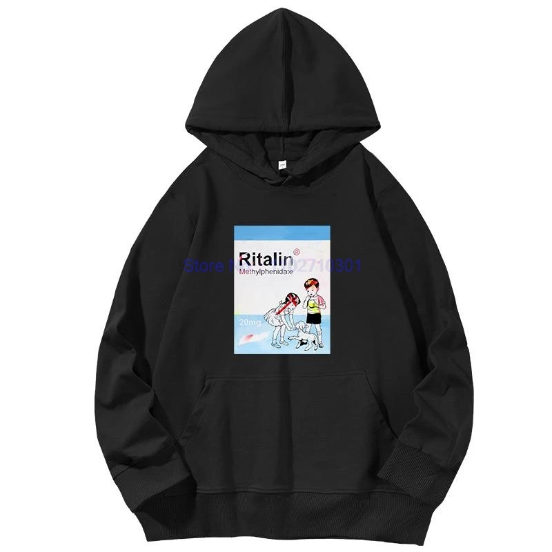 Pop Art Ritalin Drug Psychedelic Trippy Lucid Dream Graphic Hooded Sweatshirts Spring Autumn Cotton Hooded Shirt Man Sweatshirts