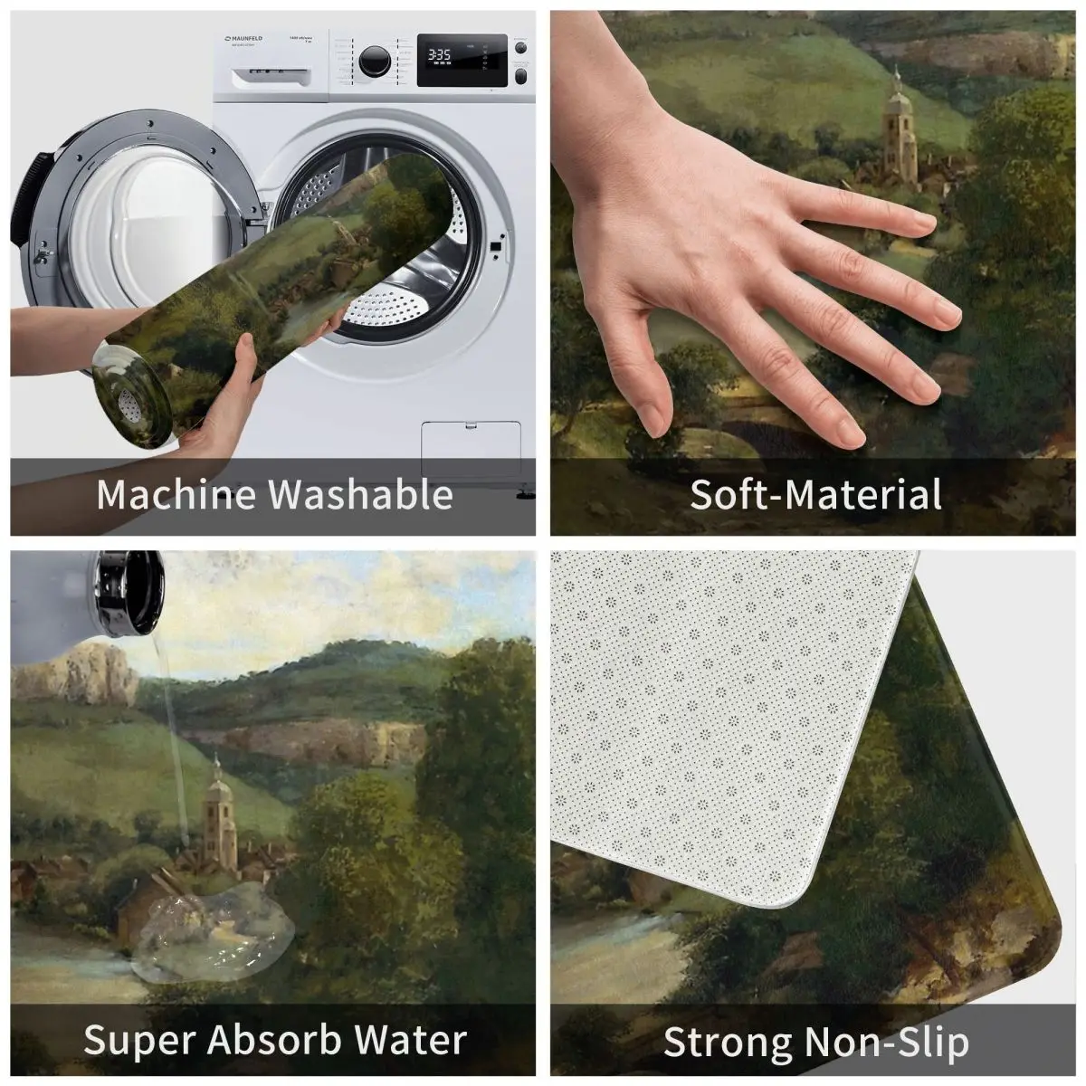 Gustave Courbet Non-slip Doormat View Of Ornans Bath Kitchen Mat Welcome Carpet Flannel Modern Decor image 4