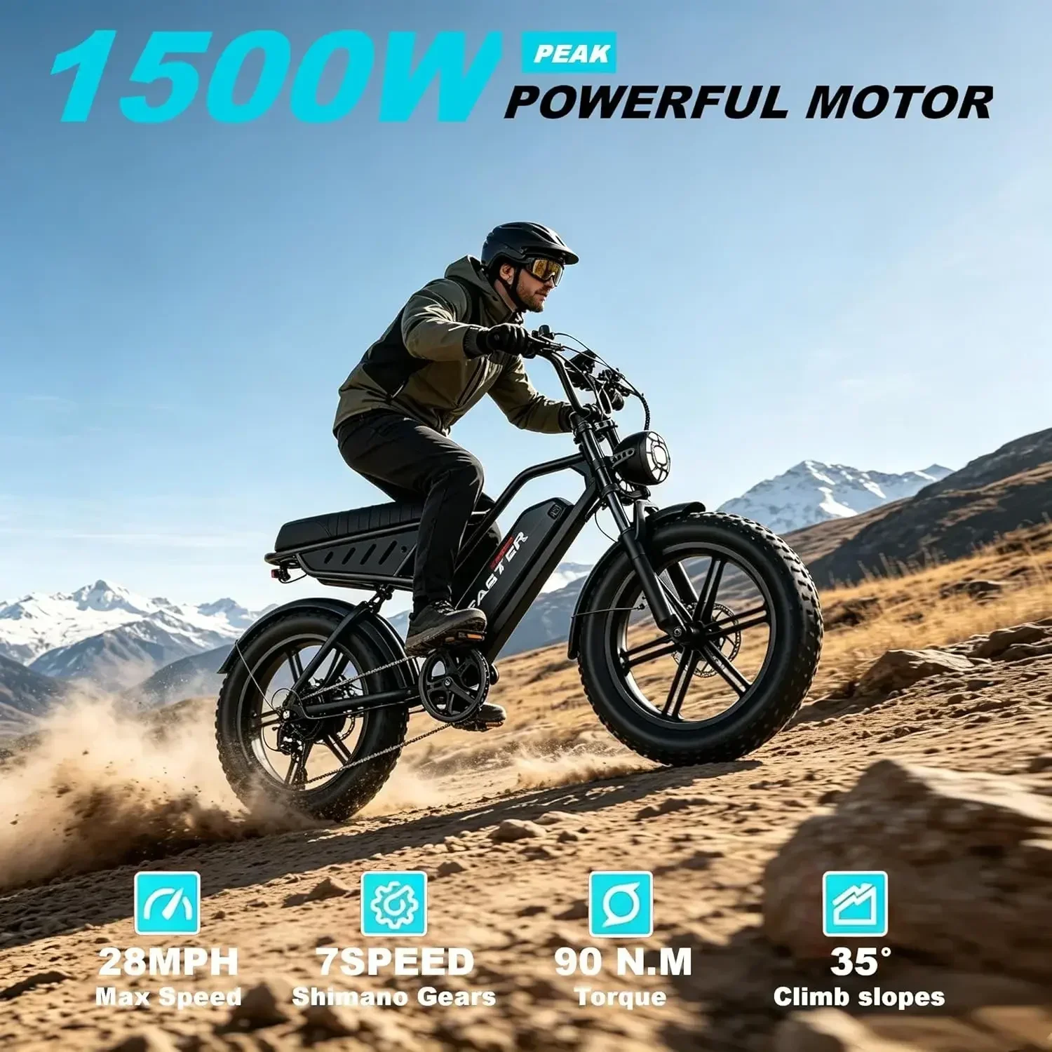 Electric Bike for Adults, 1500W Peak Motor 65 Miles 20