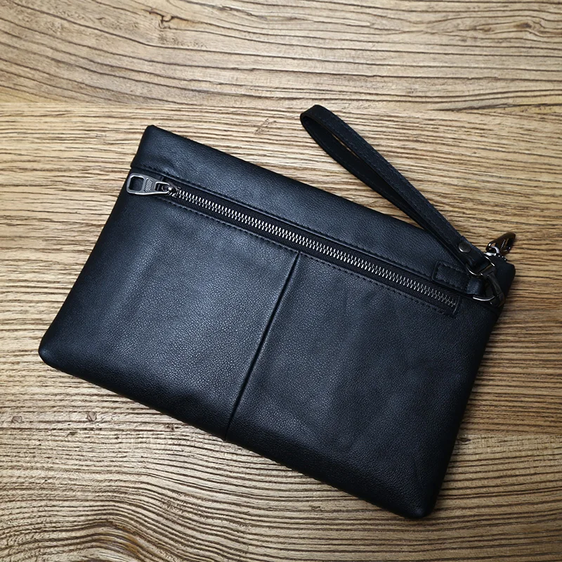 Nzpj Echt leder Herren handtasche natürliche Rindsleder Clutch Tasche große Kapazität Brieftasche Freizeit Tablet Tasche Umschlag Tasche Handy tasche – Detail 6