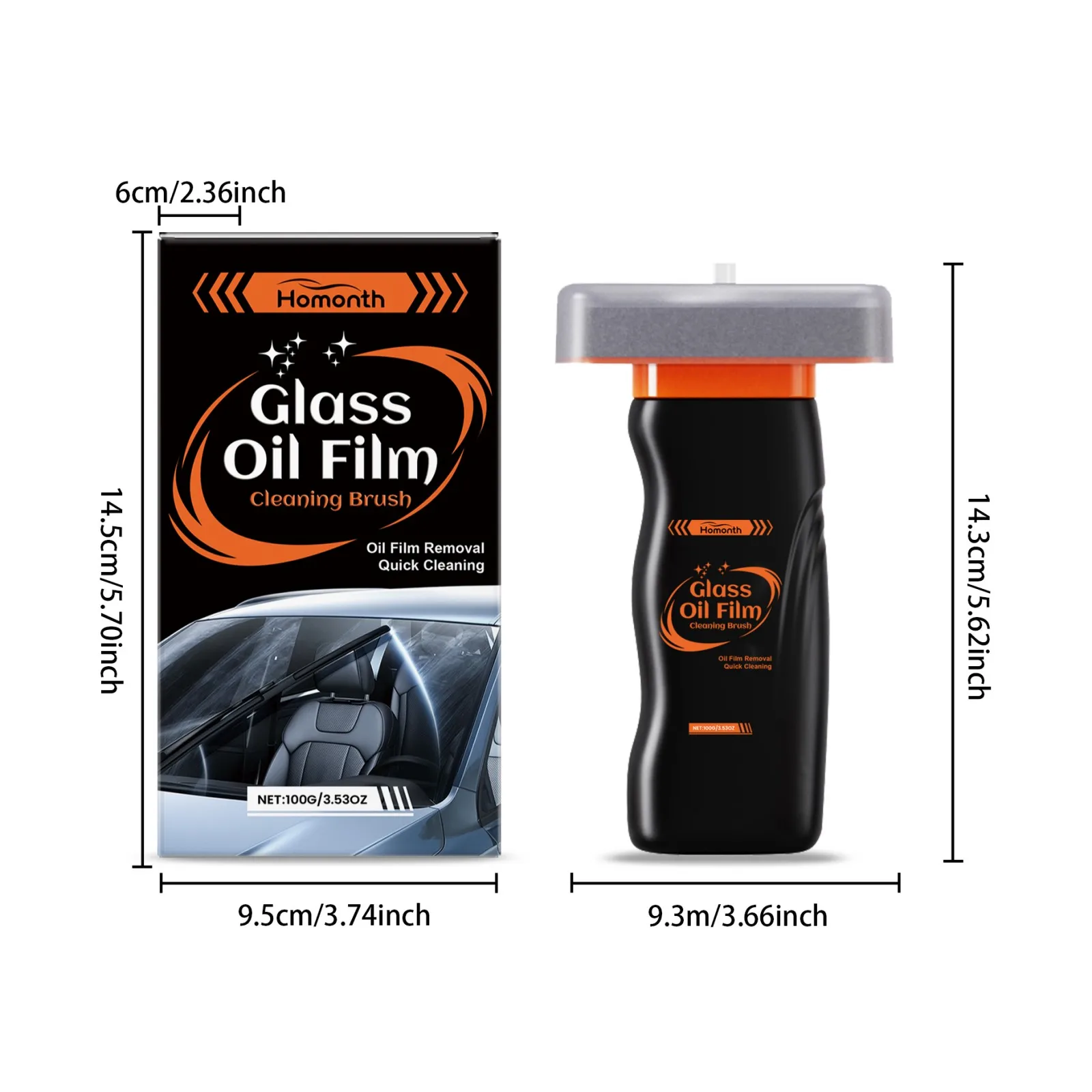 Auto-Glasreiniger, Ölfilm-Entferner, Anti-Beschlag-Spray, Regenschutzbeschichtung, Wasserflecken-Entferner für Windschutzscheiben und Fenster, schnelle Reinigung – Detail 1