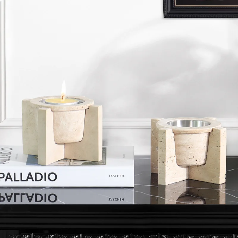 Creative Natural Yellow Cave Stone Candle Holder, Table Centerpiece, Bathroom Aromatherapy Cup, Home Decoration Accessories