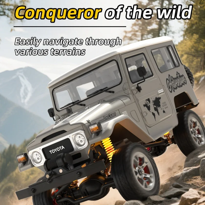 1/16 메탈 텍스처 FJ40 4WD 시뮬레이션 무선 조종 자동차 Hg4-211 라이트 스모커 윈치 장착 오프로드 등반 차량 모델 장난감