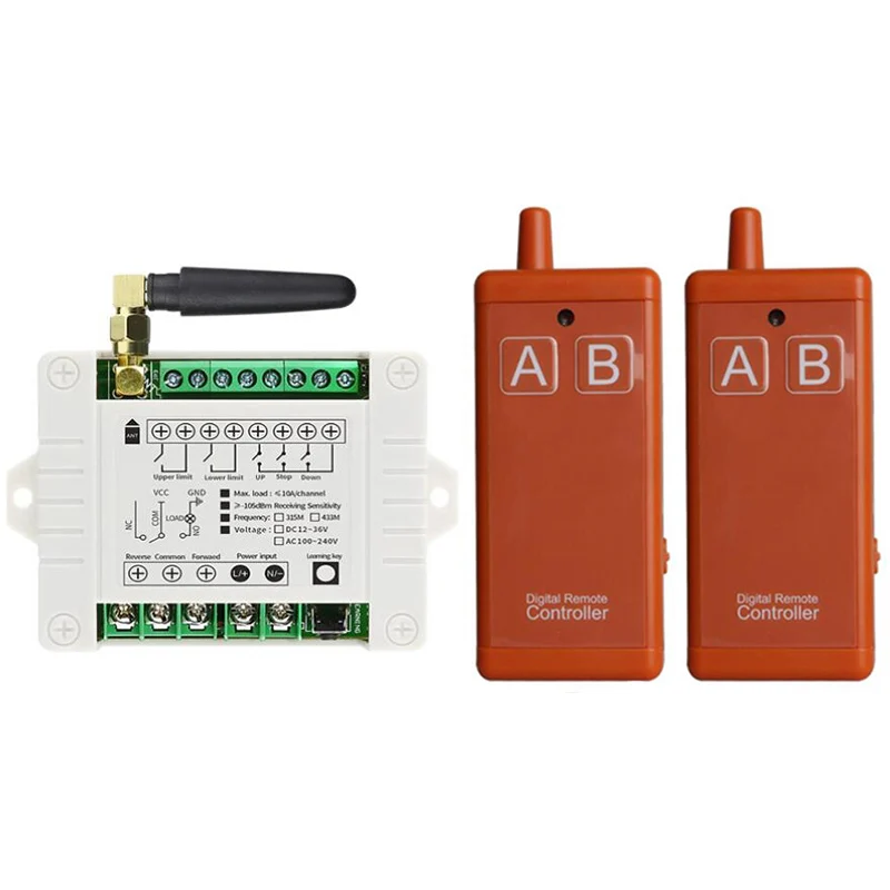 433MHz AC 110V 220V 2CH rf Remote Control Switch Wireless Relay Receiver Controller usb Rechargeable for Garage\ Door\LED\Bulb