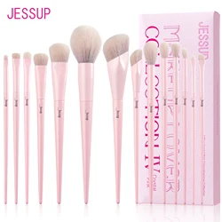 Jessup Pink Makeup Brushes Set 14pcs Make up Brushes Premium Vegan Foundation Blush Eyeshadow liner Powder Blending Brush,T495