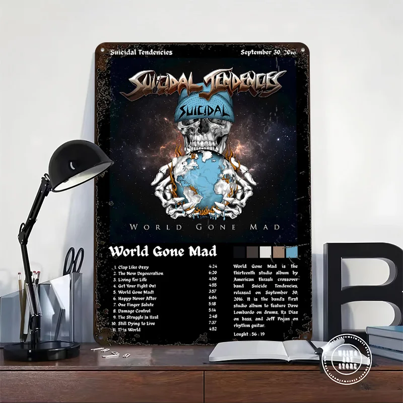 Suicidal Tendencies - World Gone Mad 3D Texture Printed Poster Custom Vintage Metal Tin Plate Sign for Wall Art Room Decoration
