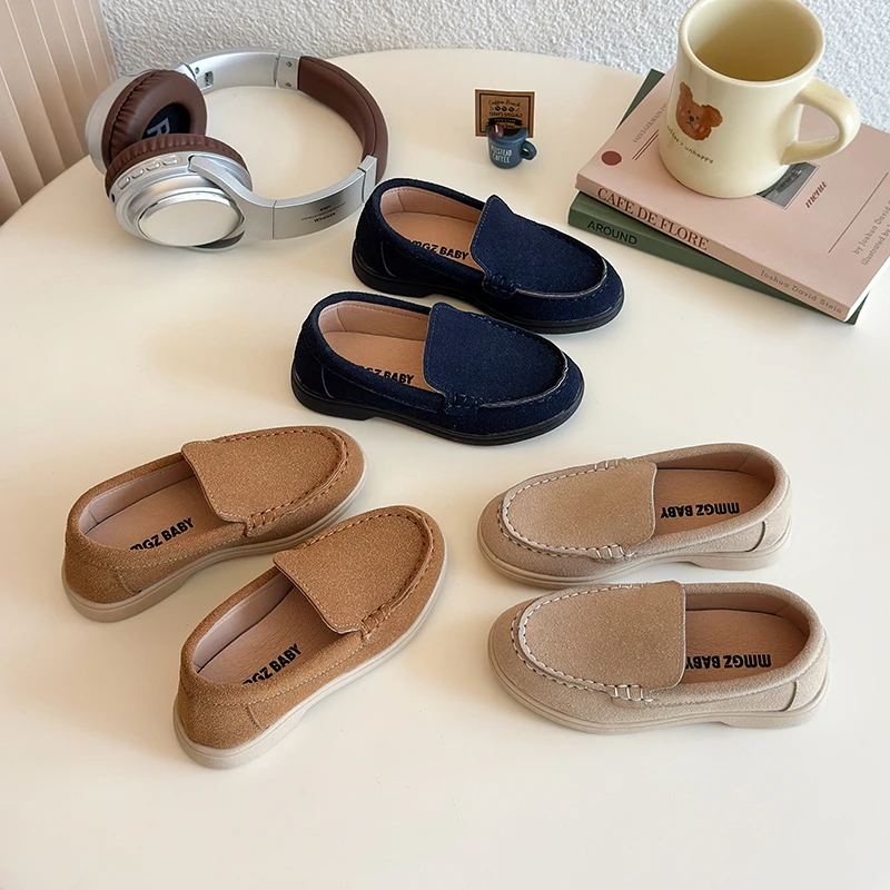 

Boy's Chic Loafers Round Toe Slip-on Sewing Shallow Daily Kid's Flat Shoe Solid Colors Anti-slip Comfy Children Shoe 7-12Y