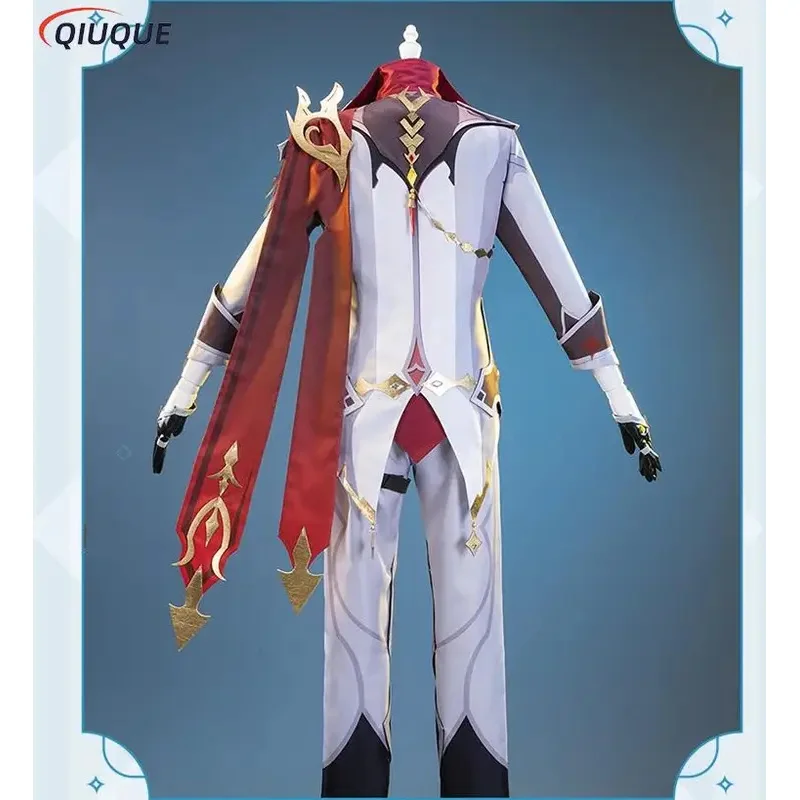 ゲーム原神タルターリアコスプレ衣装 30 センチメートルショートブラウンウィッグ靴レザーブーツハロウィンコスチューム sf/1