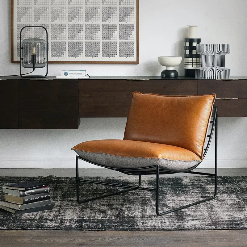 Nordic modern metal single sofa chair, foldable and multi-functional, suitable for apartment bedroom study office