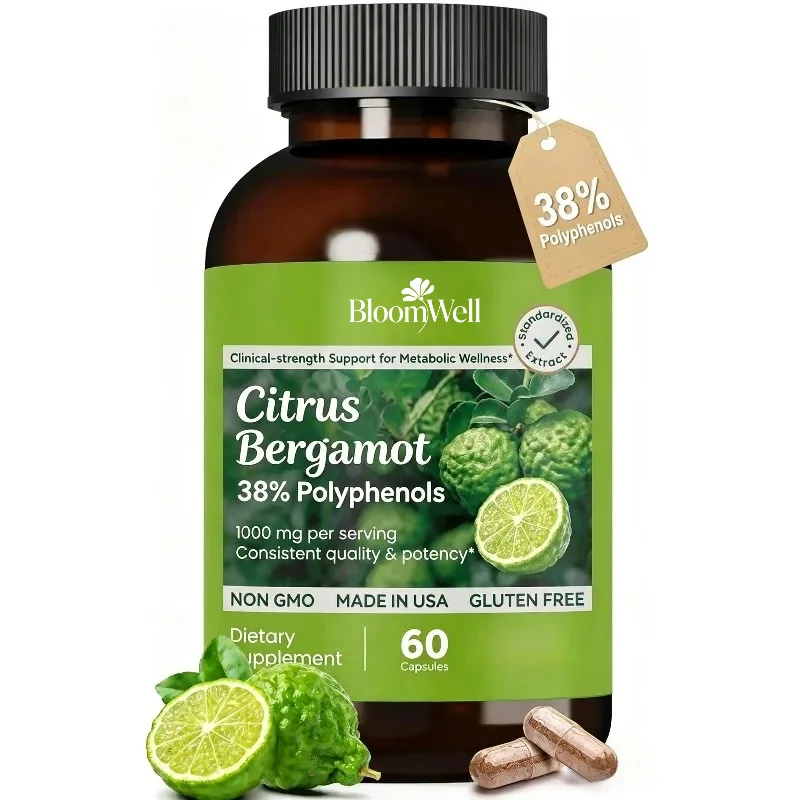 Citrus Bergamot  1000mg,  38% Polyphenol High-efficiency Extract, Metabolically Healthy, Rich in Antioxidants, 60  Capsules