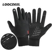 LOOGDEEL Men Cycling Bike Women Thermal Fleece Cold Wind Waterproof Touch Screen Bicycle Warm Outdoor Winter Touchscreen Gloves