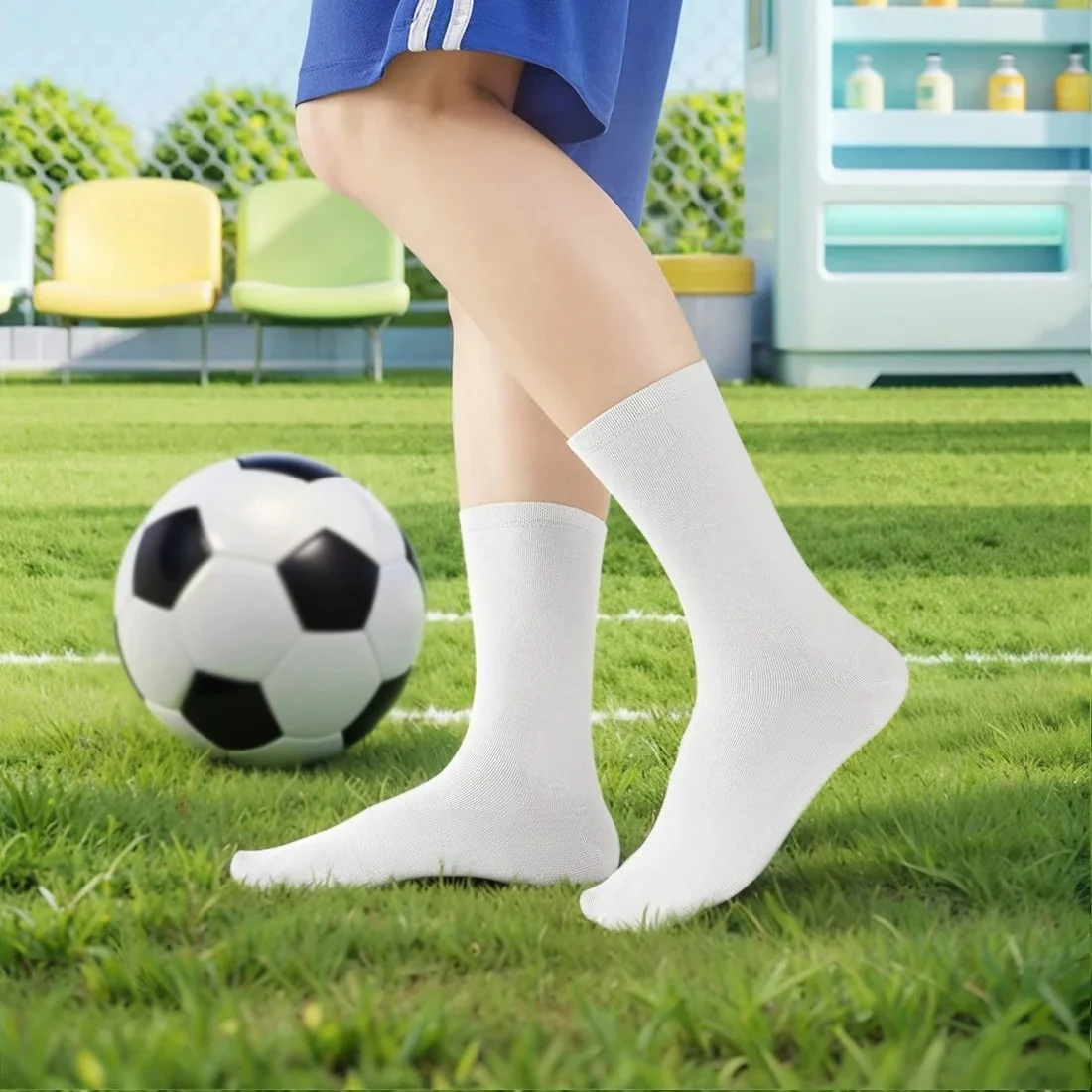 Children's Summer Thin Crew Socks - Mesh-Sole Structure Breathable Boneless Seam  for Students and Teens Sports Wear Cotton Long