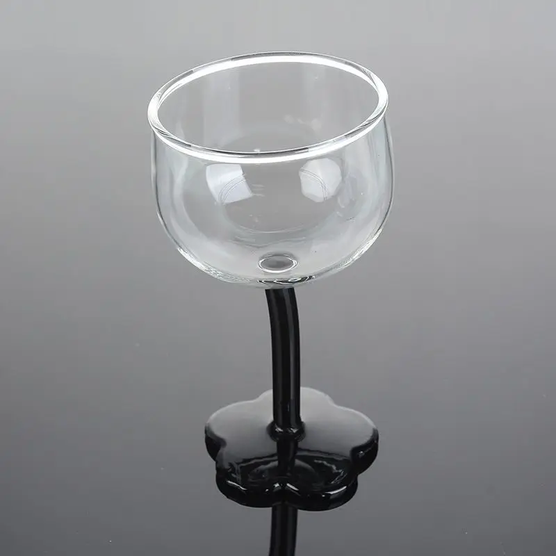 Flower Tilt One's Head Head Glass High Footed Cup Creative Retro Ins Color Champagne Glass Cocktail Wine Glass Ornament