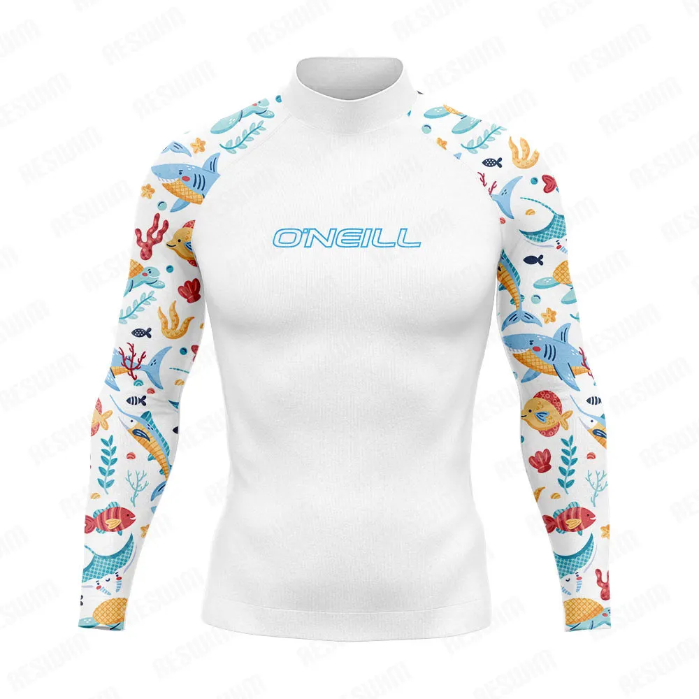 New Men's Surf Swimsuit Rash Guards Long Sleeve Surfing T-Shirt UPF 50+ Swimwear Quick Dry Beach Water Sports Swimming Clothes