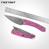 NEW FREETIGER Folding Knife with Donut G10 Handle D2 Blade EDC Pocket Knife Unique Design for Hunting Survival Tactical Camping