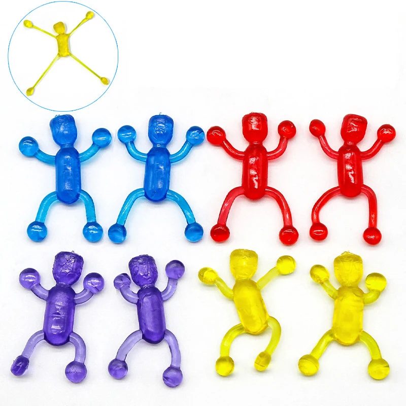 10Pcs Novelty Funny Simulation Small People Sticky Window Toys Creative Colorful Transparent Small People Sticky Wall Toys