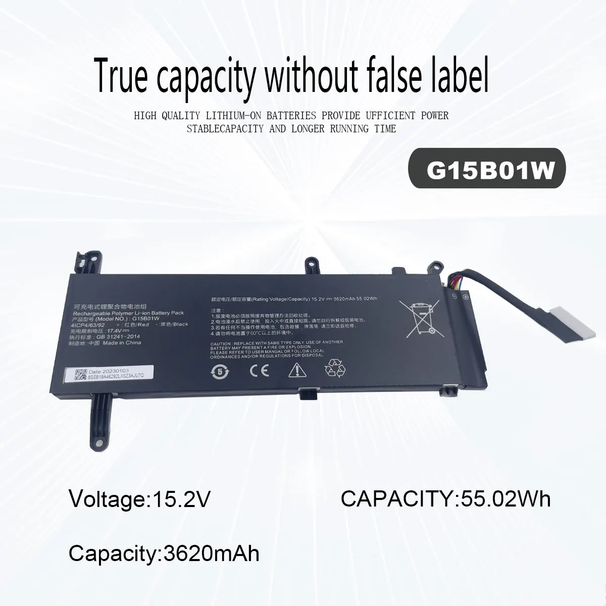 G15B01W  Laptop Battery For Xiaomi Gaming  15.6'' i5 7300HQ GTX1050 GTX1060 1050Ti/1060 171502-A1