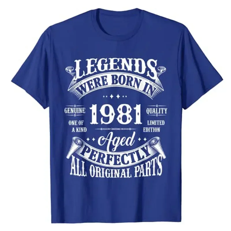 42nd Birthday Tee Vintage Legends Born In 1981 42 Years Old T-Shirt Funny 80s Awesome Tee Tops Sayings Graphic Outfits Gift Idea