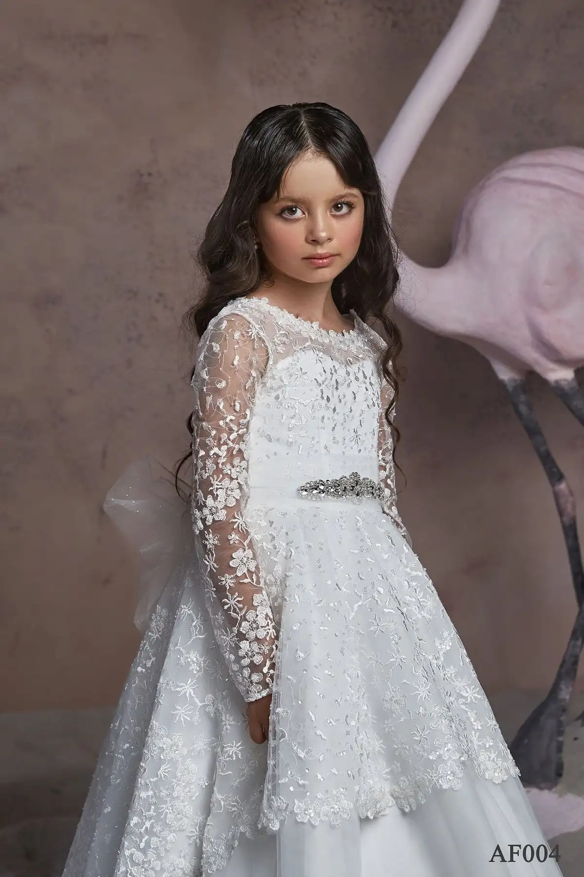 

Flower Girl Dress For Weddings A-line Tulle Appliques Lace Beaded Long First Communion Dresses Baby Kids Birthday Gift