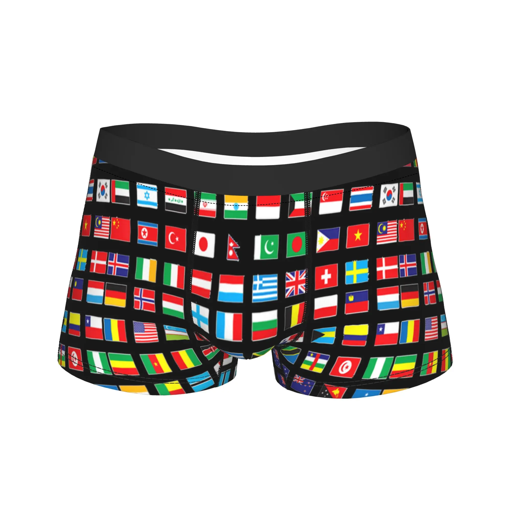 International world flags and world map Underwear Men Underpants Breathable Boxershorts High Quality Shorts Briefs Plus Size