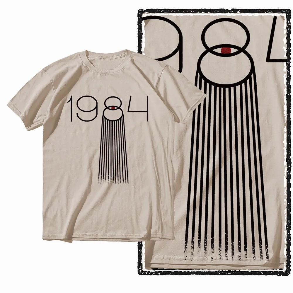 G02 Beige Cotton Cool 1984 Graphic Men T-shirt | Streetwear Big Size Vintage O-neck Men's Tee Tshirt