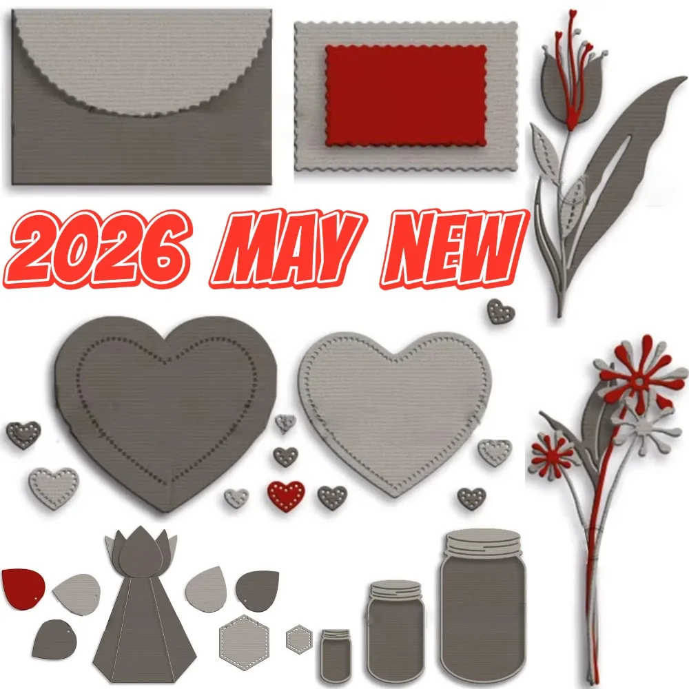 

Flower Series Love Envelope 2026 New Metal Die Cutting DIY Die Molds Scrapbooking Paper Making Cuts Crafts Big Die Handmade
