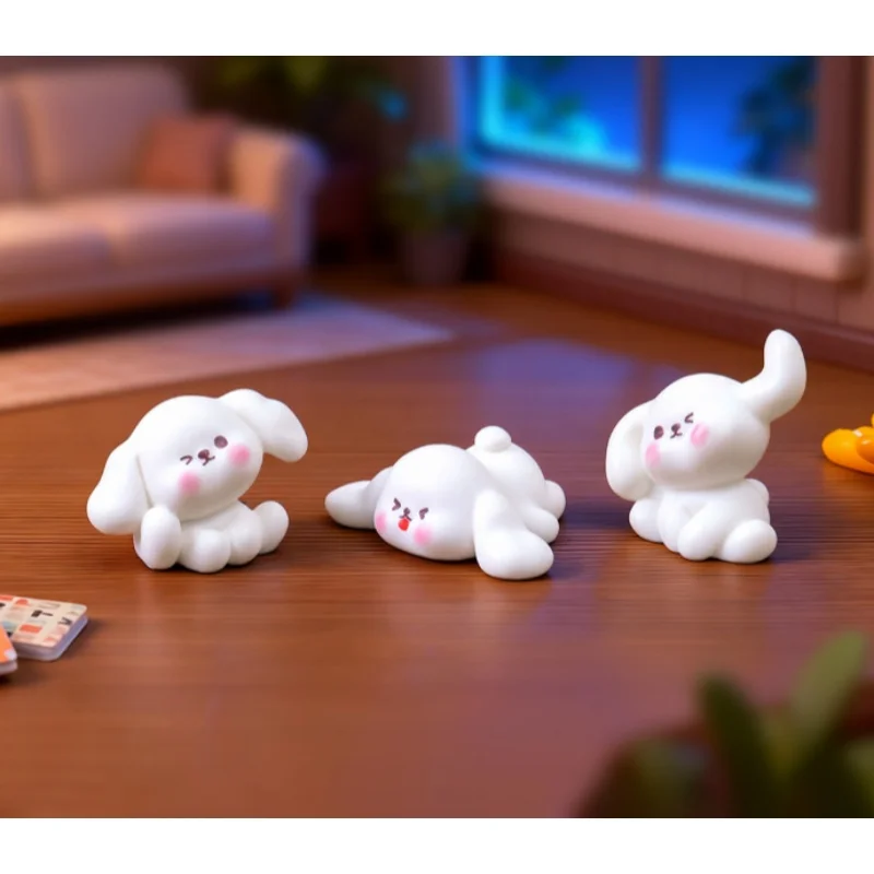 6pcs/set car dudu red face little white dog ornament cartoon cute car mirror center console screen party decoration