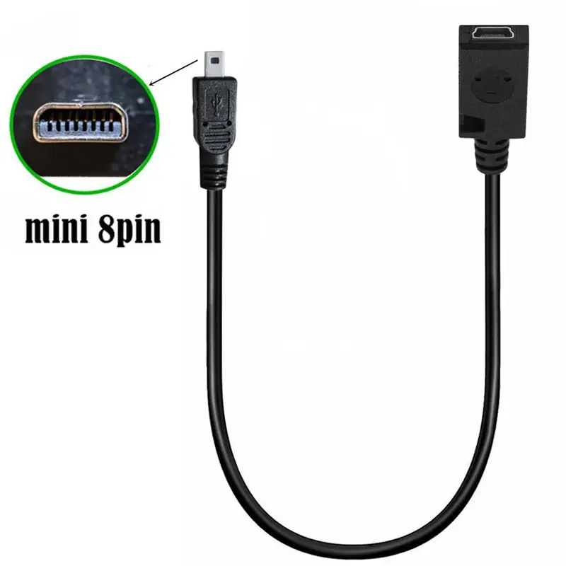 Mini 8Pin Male To Type-C Micro 5P Mini 5P Female Data Charging Cable 8Pin To C-Type Female T-Port Digital Camera Data Cable 30cm