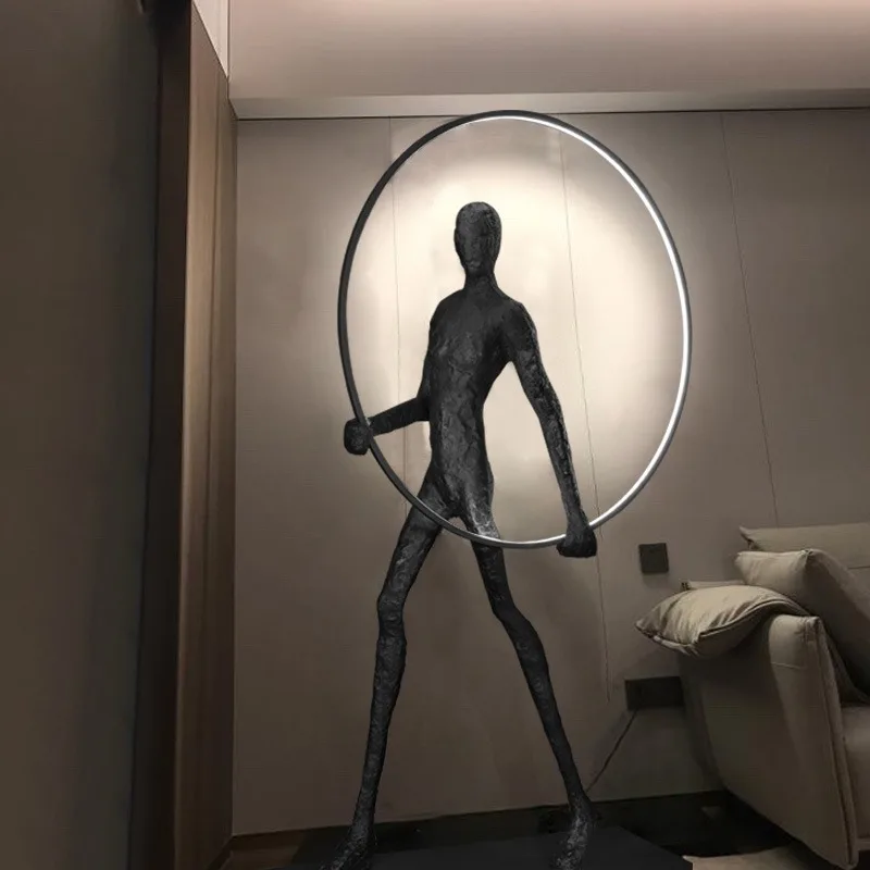 Personality abstract figure human statue sculpture floor lamp hotel lobby sales office art ornament