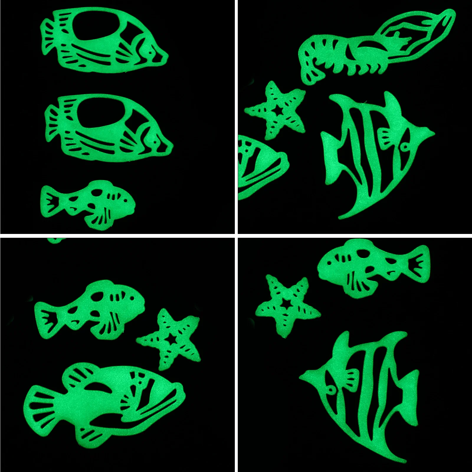

4Sets Fluorescent Wall Sticker Glow in Fish Design for Background Bedroom Wall Decoration Luminous Stickers