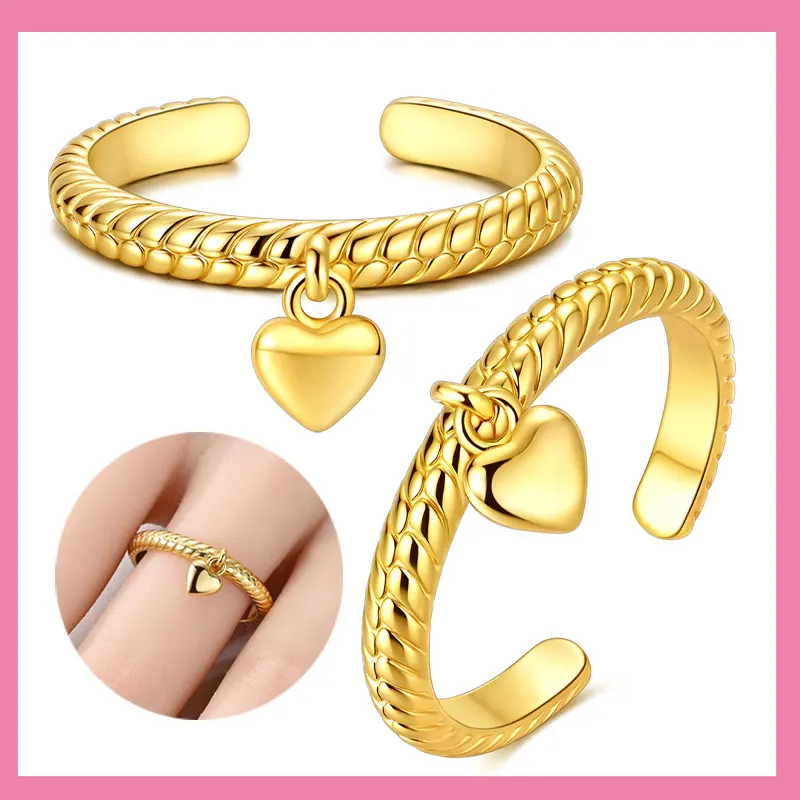 

925 Sterling Silver Original Golden Heart Snake Bone Ring Women's Anniversary Gift Engagement Rings for Women Mens Jewelry