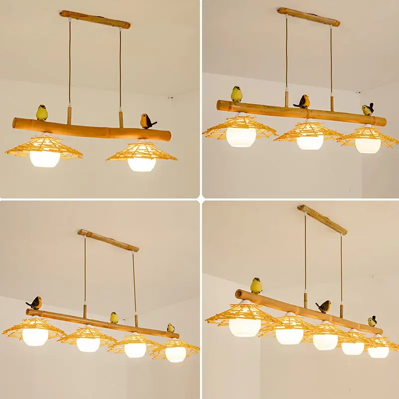 Modern wood color Design Bird'S Nest Glass pendant lights For Kitchen Dining Living Room LED Hanging Lamp Suspended Luminaire
