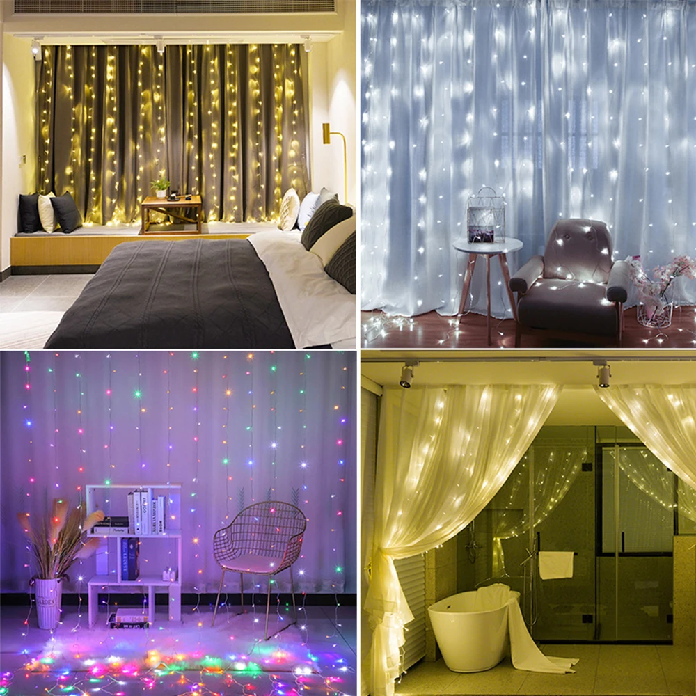 LED Curtain Light String 6M Remote Fairy Flash Lights String LED For Home Bedroom Window Lighting Wedding Party LED Decoration