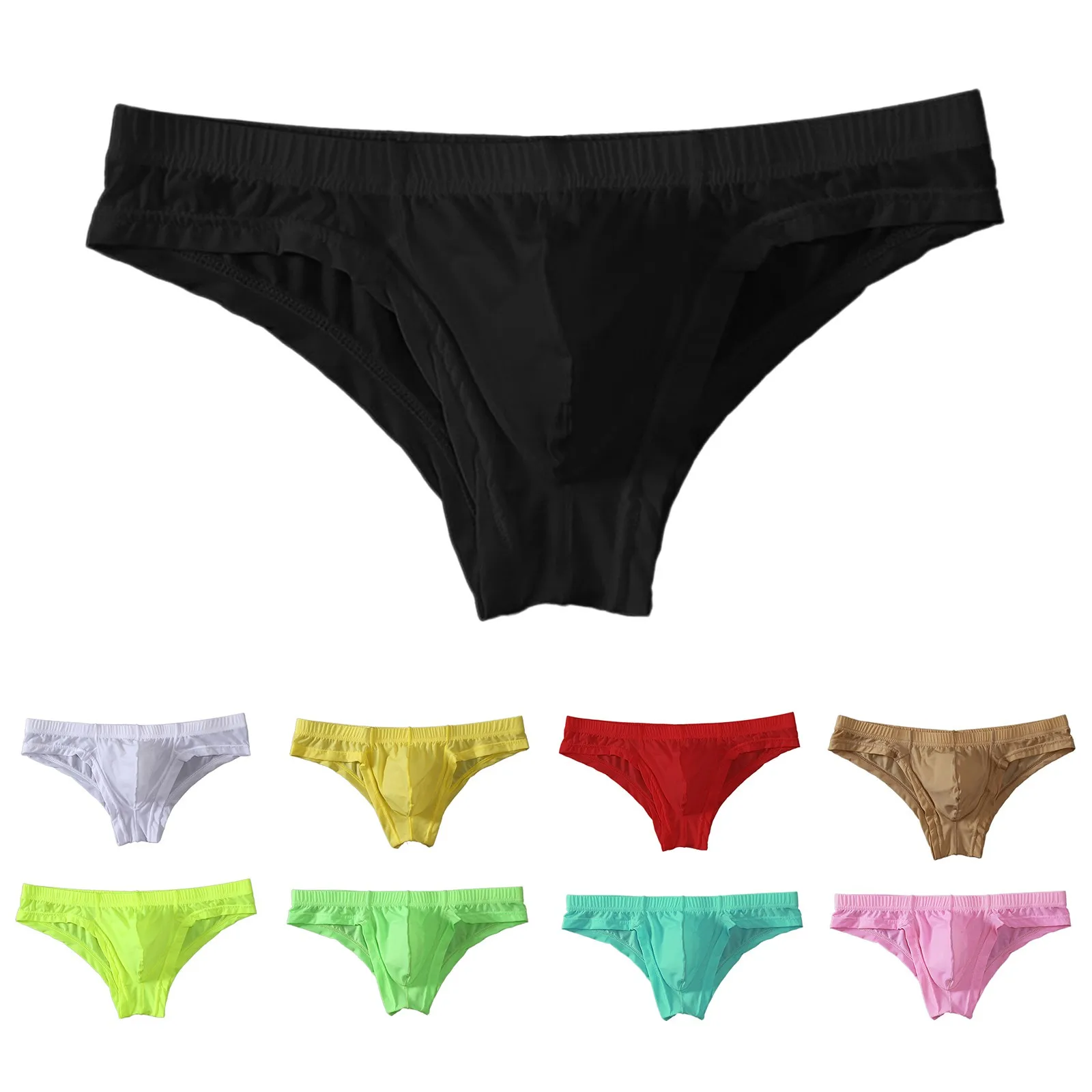 

Подарок для влюбленных, мужское прозрачное нижнее белье из ледяного шелка, узкие треугольные брюки без мешка, тонкая низкая талия, мясо натирание