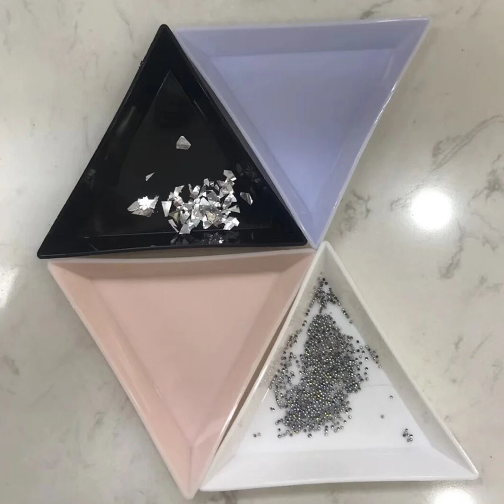 

80pcs Triangular Nail Art Rhinestone Tray Premium Manicure Storage Tool For Technicians Large Capacity Diamond Organizer Pink