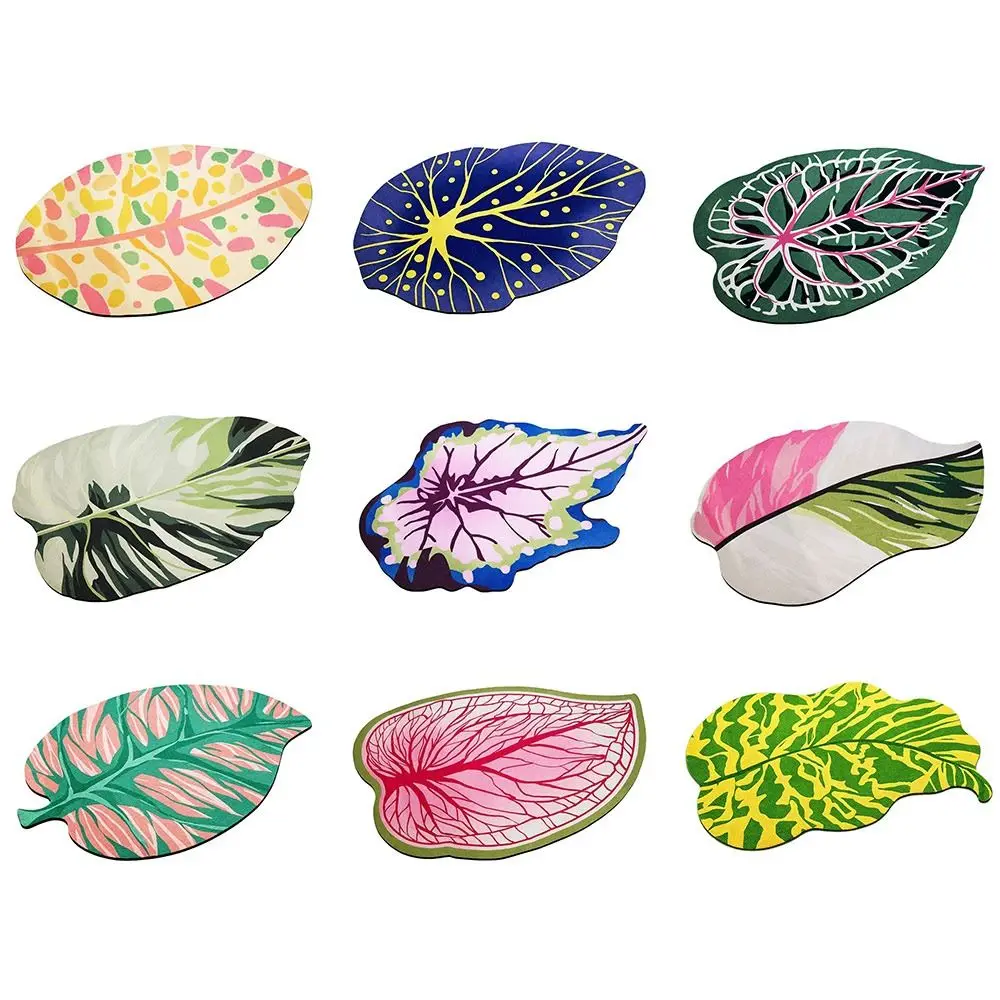 Dopamine Floor Mat Non-Slip Irregular Shaped Leaves Doormat Quick-drying Water-absorbing Bathroom Mat