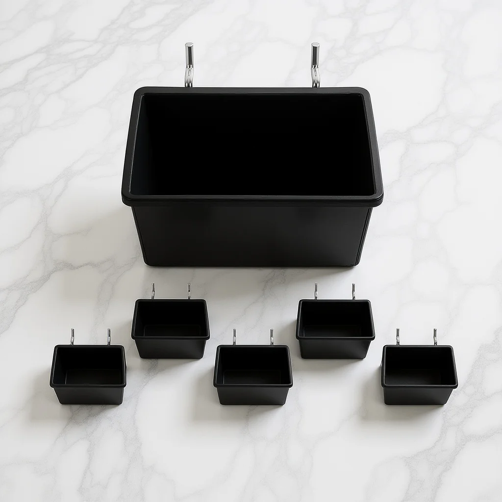 6-set Plastic bakken Pegboard-accessoires Verdikte Pegboard Tool Organizer Garage Workshop Opbergbakken Hangende manden