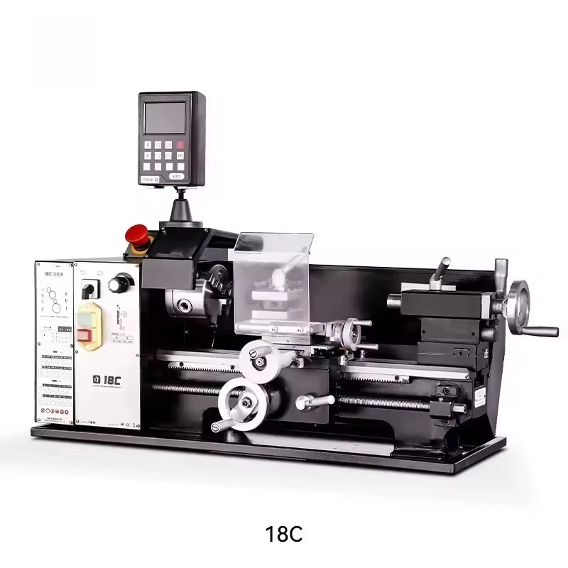 18C Digital Display Mini Lathe Machine - 2-Axis DRO & Variable Speed for Education/DIY Metal/Wood Craft
