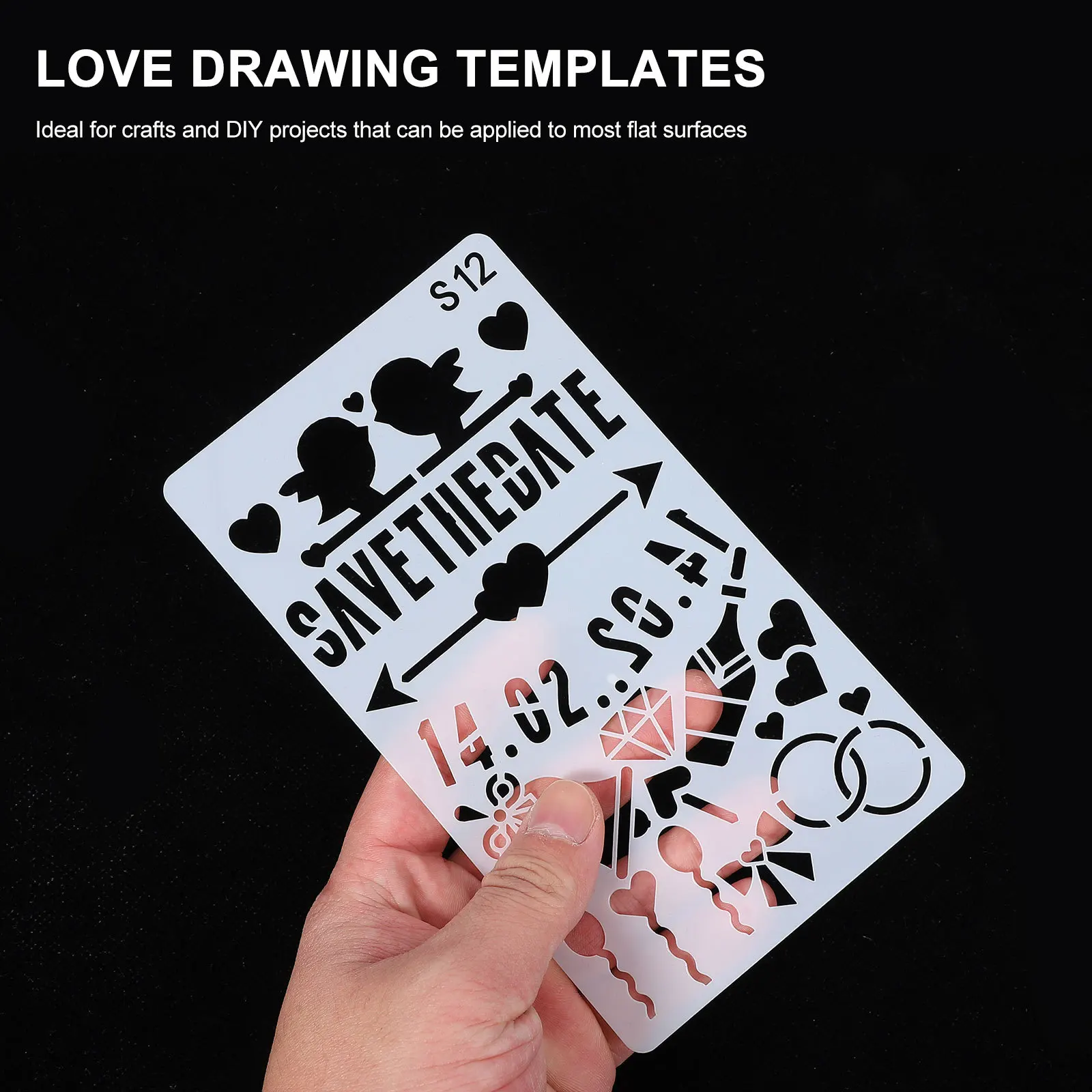 12 Pcs DIY Painting Templates Heart Stencil for Canvas Stencils Artistic Hollow Pet Drawing