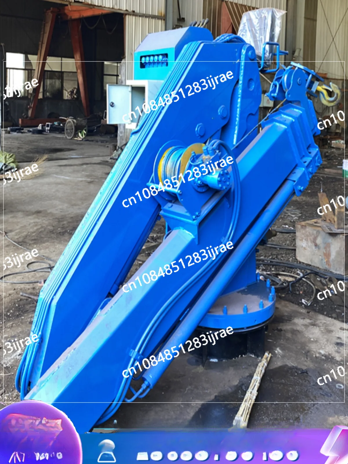 Marine Folding Arm Crane Small Boat Crane Wharf Fixed Crane Hydraulic Telescopic Folding Vehicle-mounted