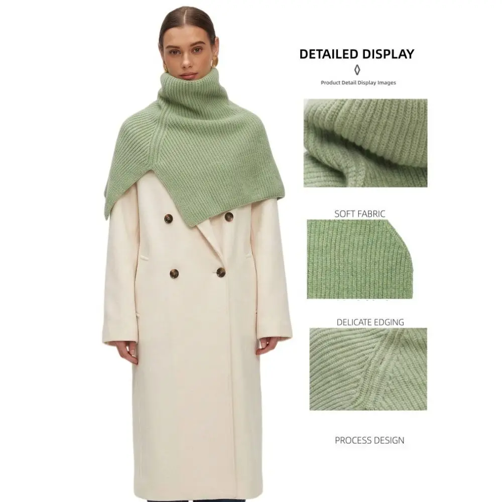 Einfacher Rollkragen-Strickpullover, warmer Damen-Umhang, dicker Damen-Winterschal, Studentenmodell – Detail 2