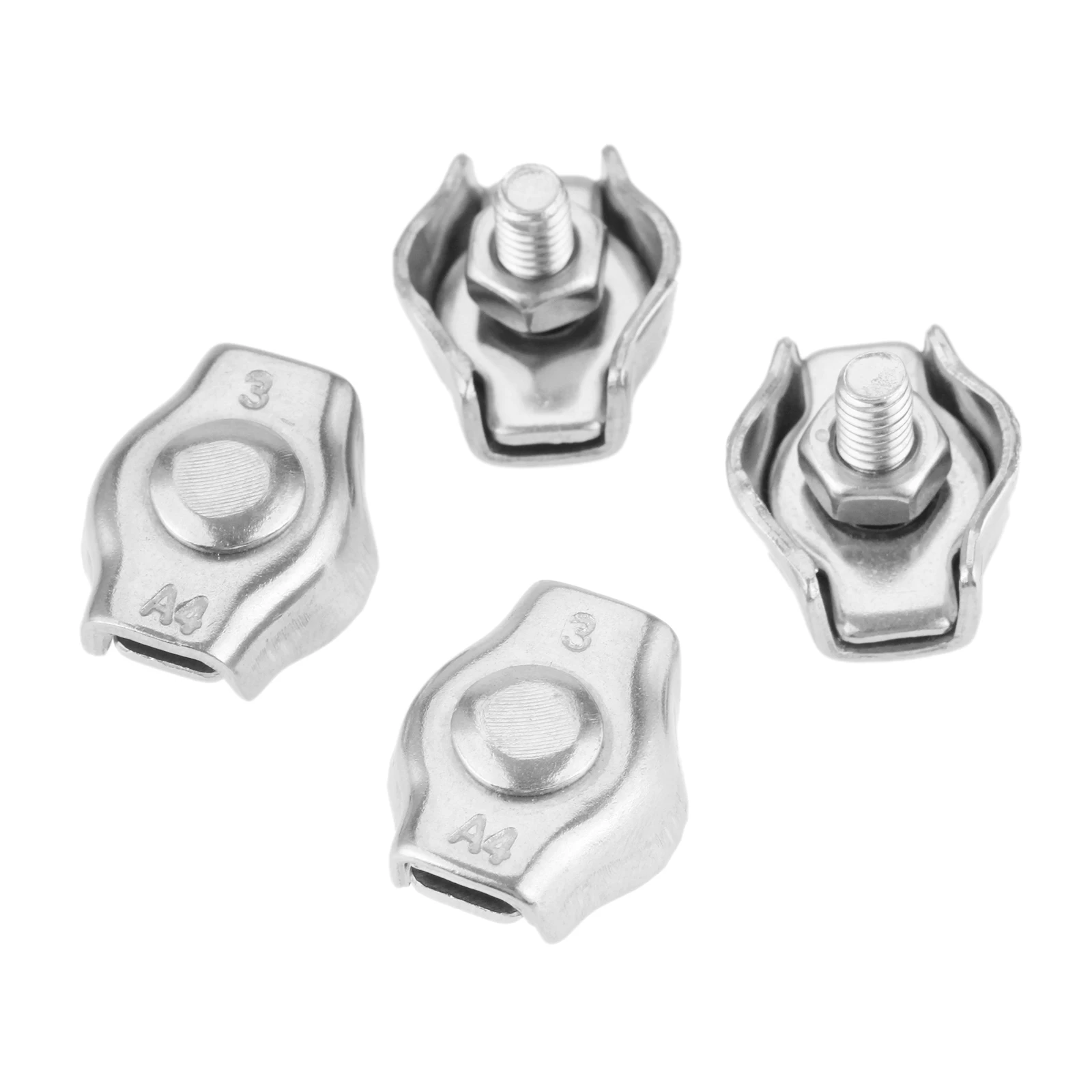 4Pcs 3mm Stainless Steel Simplex Wire Rope Clip Fixing M3 Cable Clamps Caliper For Heavy-duty Rigging Rope