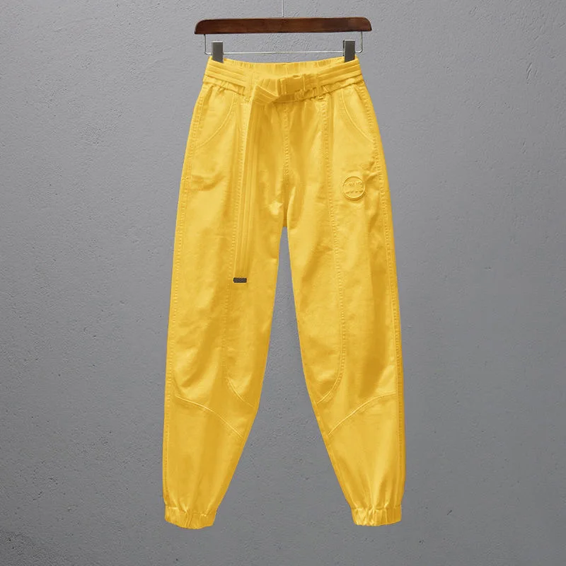 

Новинка 2025 года, модные весенне-летние женские шаровары, спортивные штаны с эластичной резинкой на талии, офисные женские свободные повседневные брюки, женские