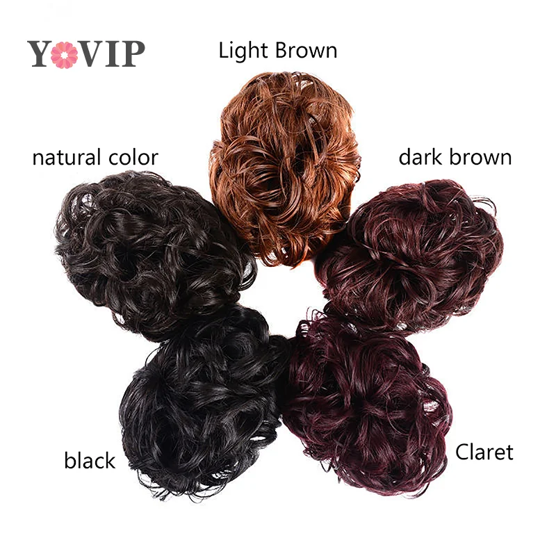 Bloem Knop Hoofd Pruik Klauw Clip In Haarstuk Vrouwen Rommelig Krullend Kort Synthetisch Haar Extensie Chignon Donut Roller Styling Tool