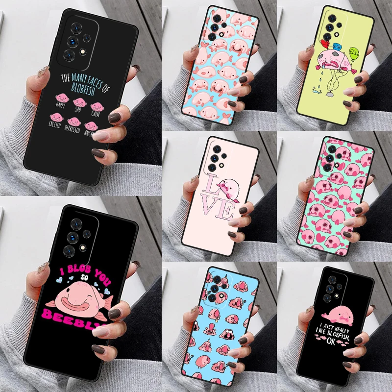 Cute Blobfish Phone Case For Samsung Galaxy S23 S21 S20 FE S24 S22 Ultra Note20 S10 S9 S8 Plus A40 A52 A12 A13 A53