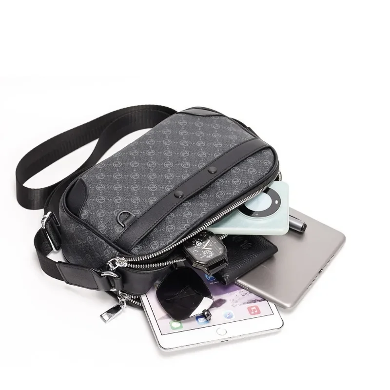 2025 nouveau sac à bandoulière hommes lettre imprimé sac à bandoulière cartables Design de mode sacs à bandoulière de luxe en cuir PU sacs à main à bandoulière